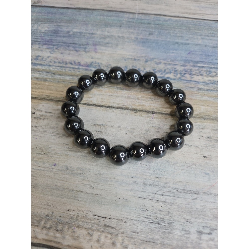Hematite Black Beads Stretch   Bracelet